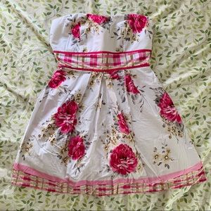 Ruby Rox floral rosy strapless tube mini dress